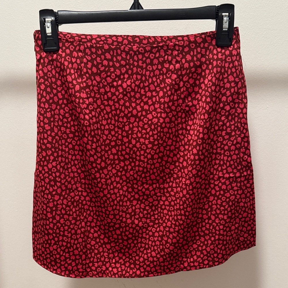 MANGO Pink Animal Print Mini Skirt